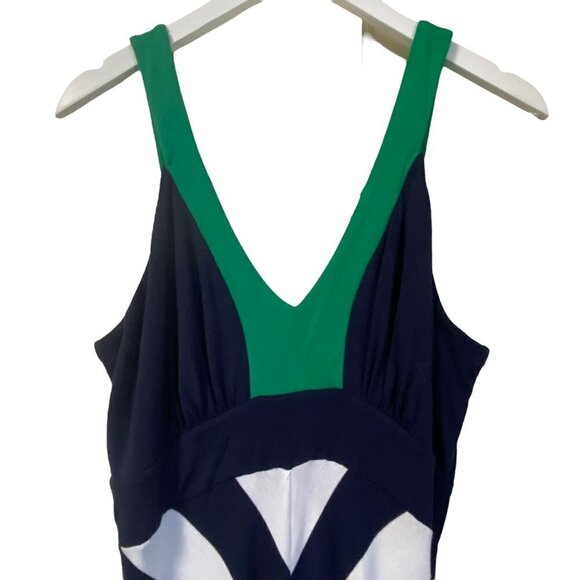 Neiman Marcus Maxi Dress Medium Stripe Blue Stretch Rayon Casual Sleeveless - Picture 3 of 13